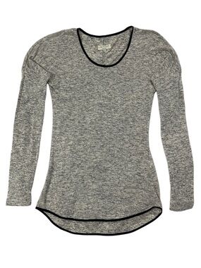 Rag & Bone New York Marled Knit Scoop Neck Long Sleeve Black Trim Top Size S
